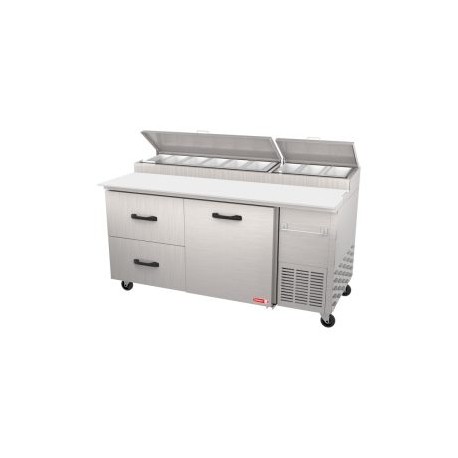 MESA FRIA PARA PREPARACION DE ALIMENTOS DE 1 PUERTA + 2 CAJONES PPT67-21R1S